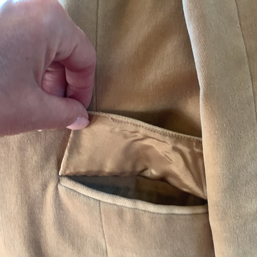 OZOC VELVET BLAZER TORTOISE BUTTONS WOMENS 40 DOUBLE BUTTON LINED CAMEL TAN EUC - Picture 5 of 11